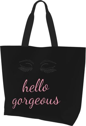AOOEDM Hello Gorgeous Eyelash Ladies Canvas Tote Reusable Shopping Bag