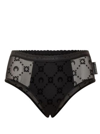 Marine Serre Slip in Rete Flock Moonogram brief - Black