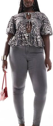 Only ONLY Curve high waist skinny jeans in gray