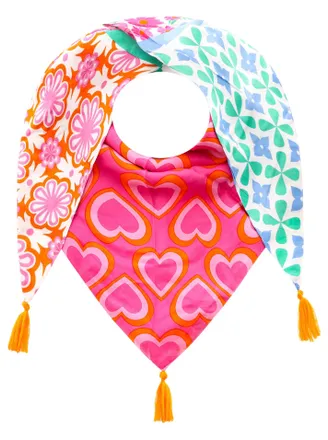 Zwillingsherz Dreieckstuch ZWILLINGSHERZ Liebervoller Mix, Damen, pink (magenta), Viskose, Modet&uuml;cher Dreieckstuch, Mit Tasseln