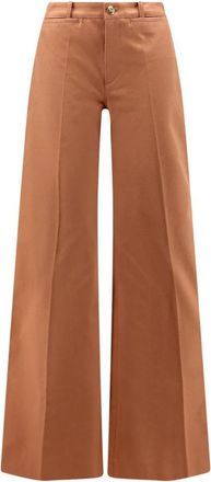 Chlo&eacute; High-Rise Flared Broek - Dames - Wijde Broeken - Bruin - XS - Katoen - Broeken