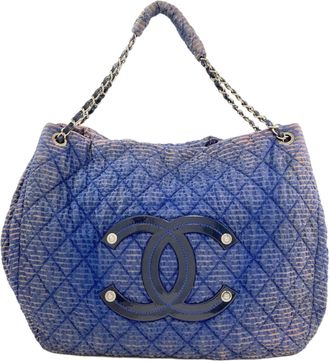 Chanel Matelasse Blue Nylon Tote Bag (Pre-Owned)