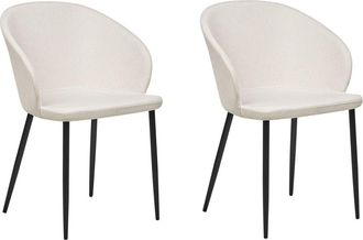 Beliani Conjunto de 2 sillas de comedor tela beige claro