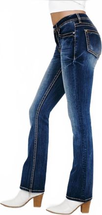 Grace in L.A. Basic Five Pockets Mid Rise Boot Cut Jean In Denim