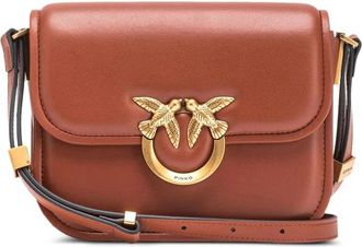 Pinko Bruine Schoudertas met Flap - Dames - Schoudertassen - Bruin - ONE Size - Leer - Tassen