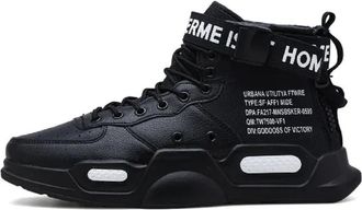 Generic Fashion High-Top Trainers| Zip-Up Sneakers | Walking Jogging Athletic Fitness ((Black, UK Footwear Size System, Adult, Men, Numeric, Medium, 10)