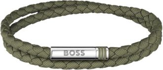 BOSS Double-braided green cuff with logo closure