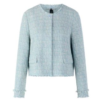 Marc Cain Jassen, Dames, Blauw, S, Boucl&eacute;-Jacke mit Fransen