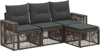 vidaXL Conjunto De Sof&aacute;s De Jard&iacute;n 4 Uds. Gris Y Gris Oscuro Vidaxl