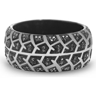 LuvMyJewelry Born Tire Tread Silver & Black Diamond Ring in Dark Grey at Nordstrom, Size 9.5