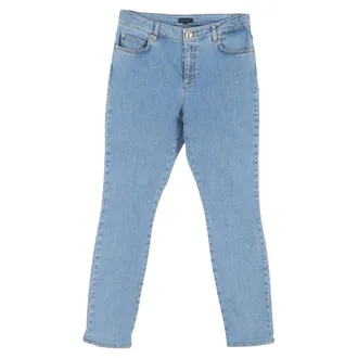 Escada Flower Patch Skinny Jeans in Blue Cotton Denim