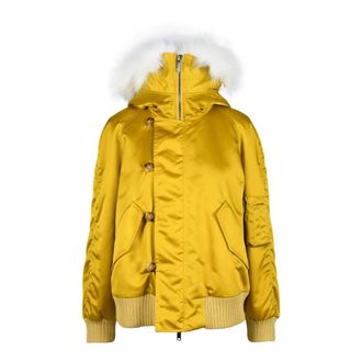 Dondup Jassen, Dames, Geel, M, Faux Fur en Shearling Jas
