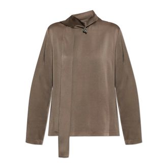Fabiana Filippi Satijnen Top Met Decoratieve Speld - Dames - Blouses & Shirts - Bruin - Maat: M Satijn