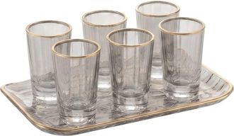 Barski Set Of 6 Shot Glasses With Tray