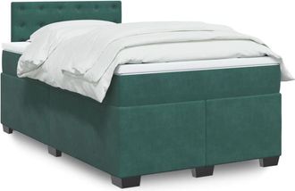 vidaXL Vidaxl - Cama Box Spring Con Colch&oacute;n Terciopelo Verde Oscuro 120x190 Cm