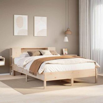 vidaXL Cama Con Estanter&iacute;a Sin Colch&oacute;n Madera Maciza De Pino 140x190cm Vidaxl