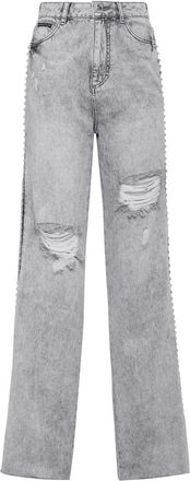 Philipp Plein Wide-leg Jeans - Dames - Loose Fit Jeans - Grijs - W26 - Katoen - Jeans