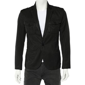 Just Cavalli Black Cotton Trim Detail Blazer