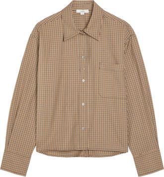 Vince Checked Cotton-blend Shirt - Beige - S (UK8-10 / S)