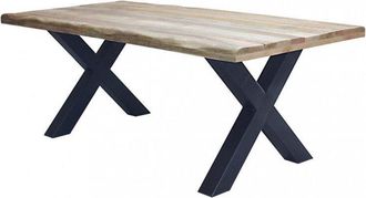 No Brand Tavolo rettangolare con piano in legno mango e struttura in metallo 200x100xH77 cm Conrad