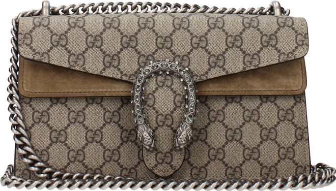 Dionysus Damens Umh&auml;ngetasche aus beigem/taupefarbenem Stoff