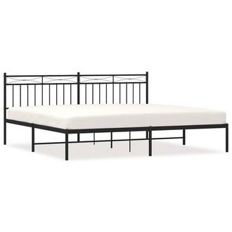 Berkfield Home Metal Bed Frame with Headboard Black 193x203 cm