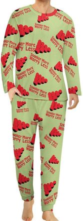 Generic Snooker More Worry Less Fashion Mens Pyjamas Set Loungewear Long Sleeve Round Neck Tops And Pants