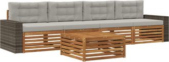 vidaXL Conjunto De Sof&aacute;s De Exterior 5 Uds. Natural Y Gris Claro Vidaxl