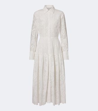 Erdem Floral embroidered cotton shirt dress