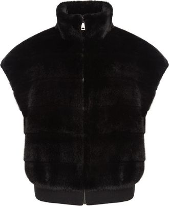 Cesare Gaspari Faux Fur Ritshood Vest - Dames - Bodywarmers - Zwart - XL - Jassen