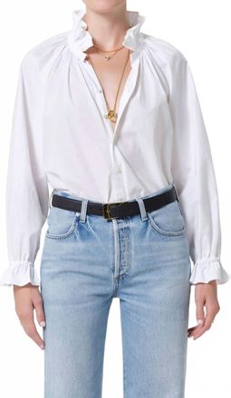 Citizens Of Humanity Loretta Ruffle Top In White