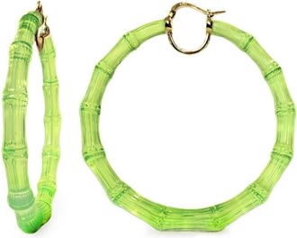 Gold & Honey Womens Xl Lucite Bamboo Hoop Earrings In Lime Green