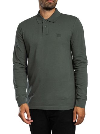 HUGO BOSS Passerby Poloshirt Met Lange Mouwen, Groen