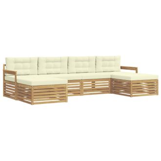 vidaXL Juegos De Sof&aacute;s 6 Pcs Blanco Y Crema Madera De Acacia S&oacute;lida Vidaxl