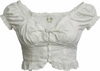 A&eacute;ropostale Womens Cropped Tie Front Top In White
