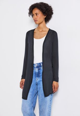 Street One Shirtjacke STREET ONE, Damen, Gr. 34, blau (deepwater blau), Strick, Obermaterial: 92% Viskose, 8% Elasthan, unifarben, regular fit Po-bedeckend, Rund