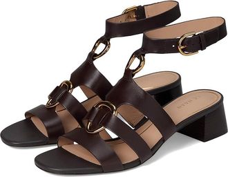 Cole Haan Lyanna Link Ankle Strap Sandals Womens Sandals Dark Chocolate Leather : 8.5 B - Medium