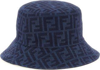 Fendi Logo-Embroidered Denim Bucket Hat - Navy