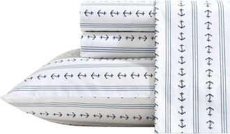 Nautica Anchor Lines 200 Thread Count Sheet Set in Dark Blue at Nordstrom Rack, Size Full