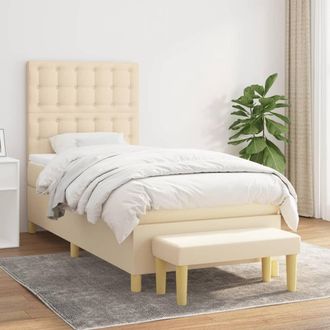 vidaXL Cama Box Spring Con Colch&oacute;n Tela Color Crema 90x190 Cm Vidaxl