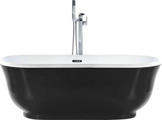 Beliani Beliani - Ba&ntilde;era Independiente De Acr&iacute;lico Negro 170 X 77 Cm Ovalado Bordes Redondeados Moderno Tesoro