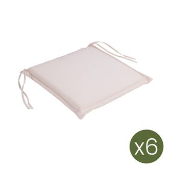 ED&Egrave;N JARD&Iacute; Pack 6 cojines para sillas de jard&iacute;n est&aacute;ndar beige 40x42x3 cm