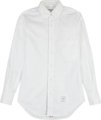 Thom Browne Button-down Collar Katoenen Overhemd - Heren - Casual Overhemden - Wit - M - Katoen - Overhemden