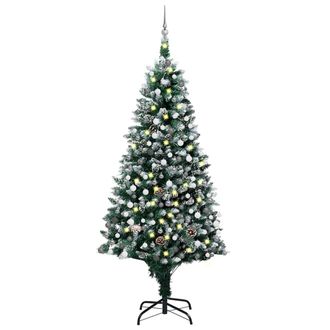 vidaXL &Aacute;rbol De Navidad Helado Con Leds, Bolas Y Pi&ntilde;as 210 Cm Vidaxl