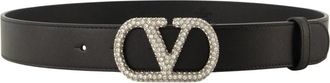 Valentino Garavani VLogo Signature Riem - Dames - Riemen - Zwart - 75 CM - Leer - Accessoires