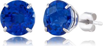 MAX + STONE 10k Yellow or White Gold 8mm Round Cut Gemstone Birthstone Stud Earrings