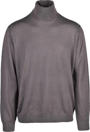 A|X Armani Exchange Grey Acrylic Virgin Wool-Blend Crewneck Sweater