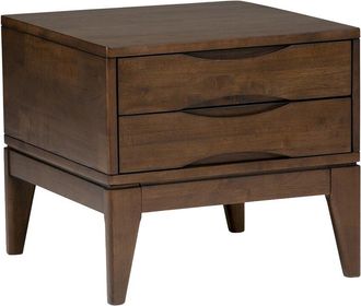 Simpli Home Harper Solid Hardwood 22In Square Mid Century Modern End Side Table