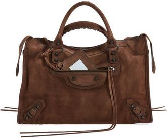Balenciaga Medium Le City Suede Satchel in 2308 Light Espresso at Nordstrom