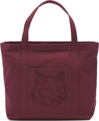 Maison Kitsuné Borsa tote con ricamo Fox Head grande - Rosso